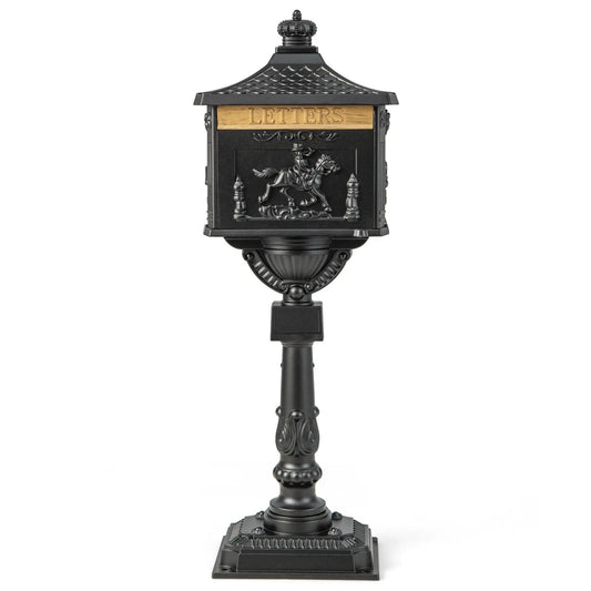 Retro Cast Aluminum Mailbox Security Postal Letter Box with Baffle Door-Black Direct by Wilsons Home Store