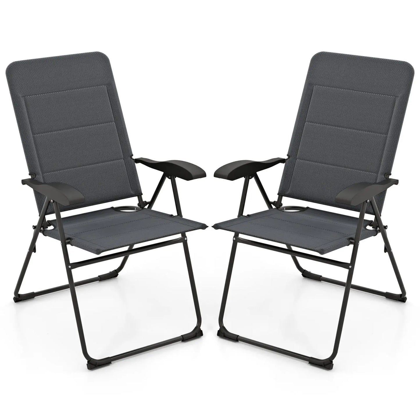 2 Pieces Outdoor Folding Patio Chairs with Adjustable Backrests for Bistro and Backyard-Black Direct by Wilsons Home Store