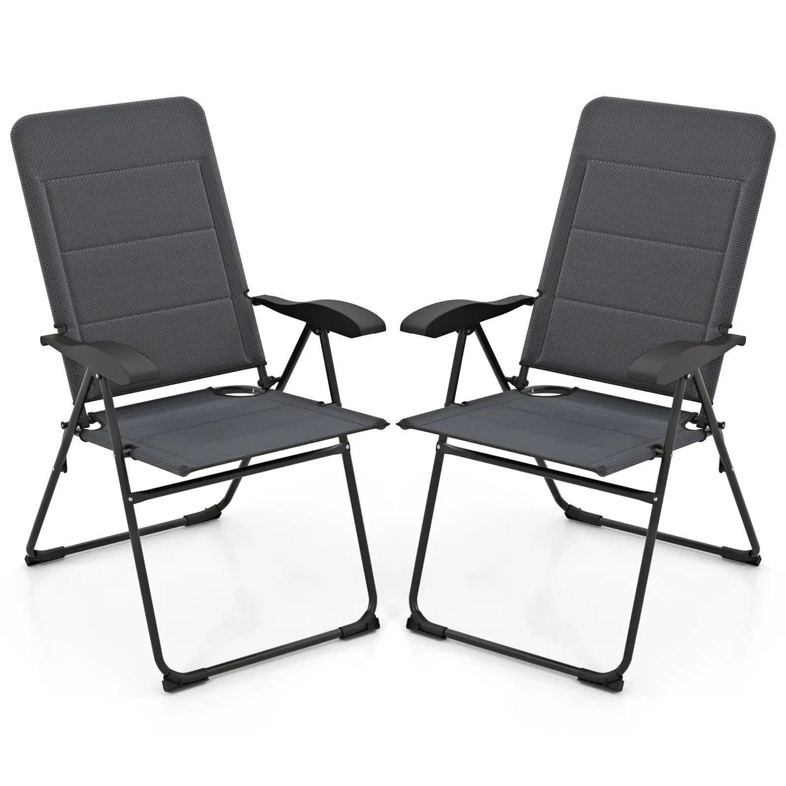 2 Pieces Outdoor Folding Patio Chairs with Adjustable Backrests for Bistro and Backyard-Black Direct by Wilsons Home Store