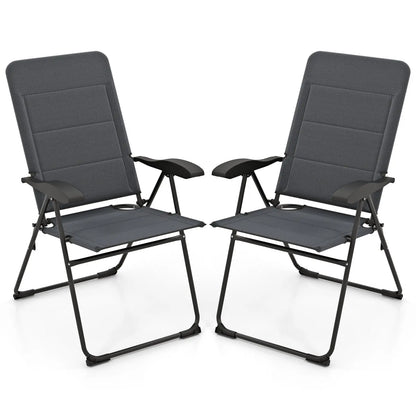 2 Pieces Outdoor Folding Patio Chairs with Adjustable Backrests for Bistro and Backyard-Black Direct by Wilsons Home Store