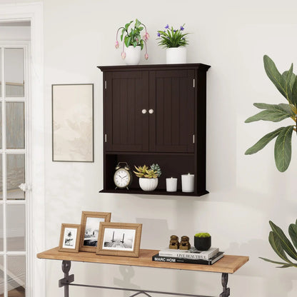 Wall Mount Bathroom Cabinet Storage Organizer with Doors and Shelves-Black Direct by Wilsons Home Store