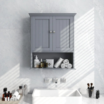 Wall Mount Bathroom Cabinet Storage Organizer with Doors and Shelves-Black Direct by Wilsons Home Store