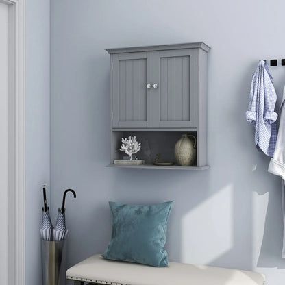 Wall Mount Bathroom Cabinet Storage Organizer with Doors and Shelves-Black Direct by Wilsons Home Store