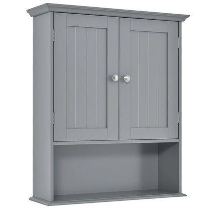 Wall Mount Bathroom Cabinet Storage Organizer with Doors and Shelves-Black Direct by Wilsons Home Store