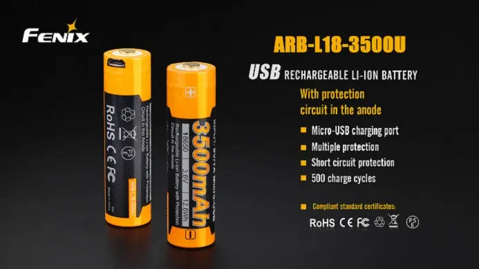 Fenix ARB-L18-3500U USB Rechargeable Li-ion 18650 Battery RMH RV Parts