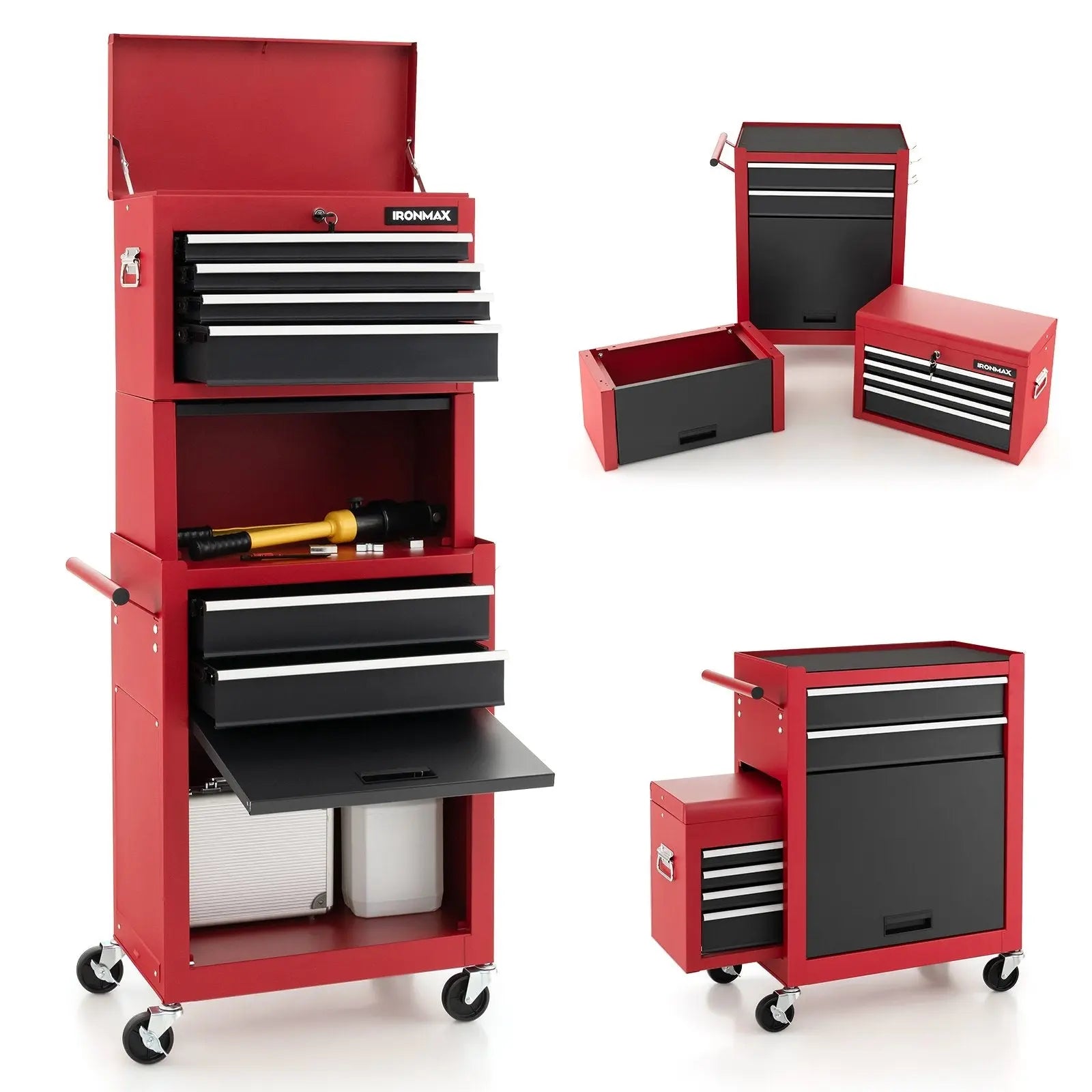 6-Drawer Tool Chest with Heightening Cabinet-Black Direct by Wilsons Home Store