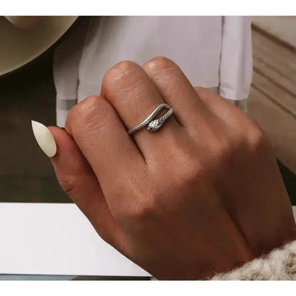 925 Sterling Silver Adjustable Snake Ring With Green Zircon - Fashion Jewelry In 4 Colors Itz Luxury