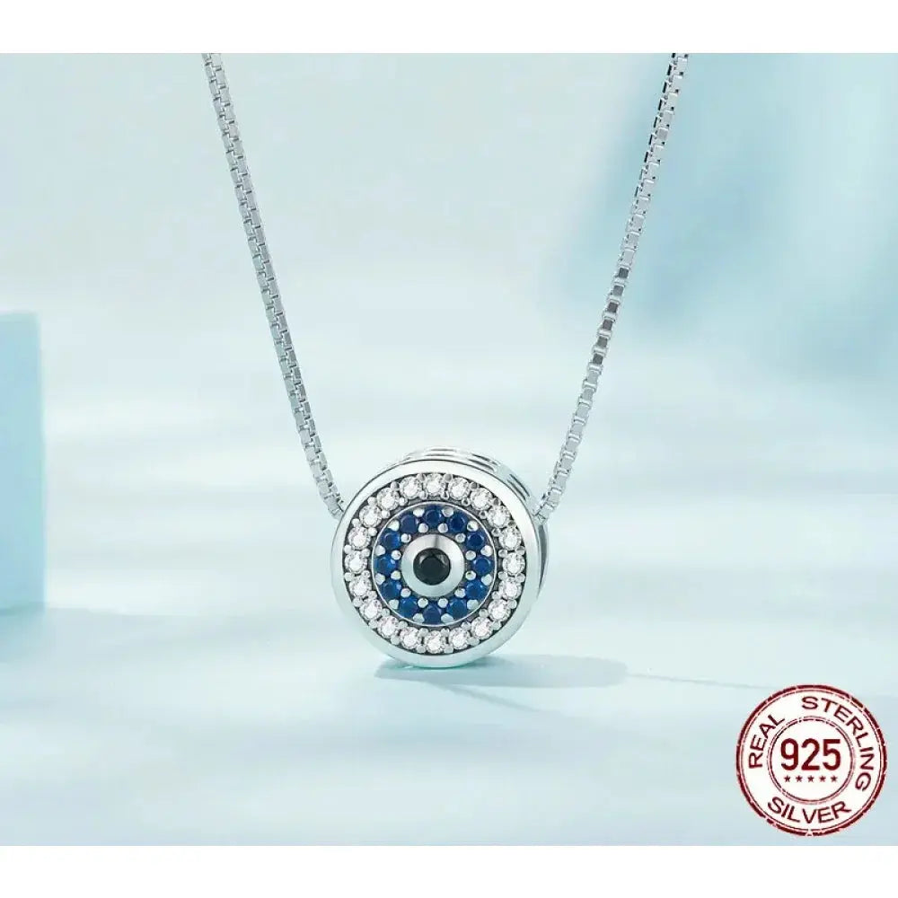 925 Sterling Silver Blue Crystal Evil Eye Necklace | Lucky Eye Neck Chain | Women'S Birthday Gift Fine Jewelry Itz Luxury