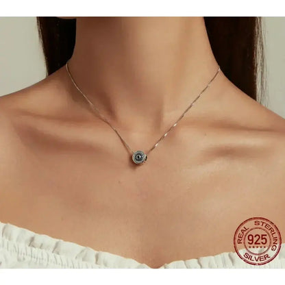 925 Sterling Silver Blue Crystal Evil Eye Necklace | Lucky Eye Neck Chain | Women'S Birthday Gift Fine Jewelry Itz Luxury