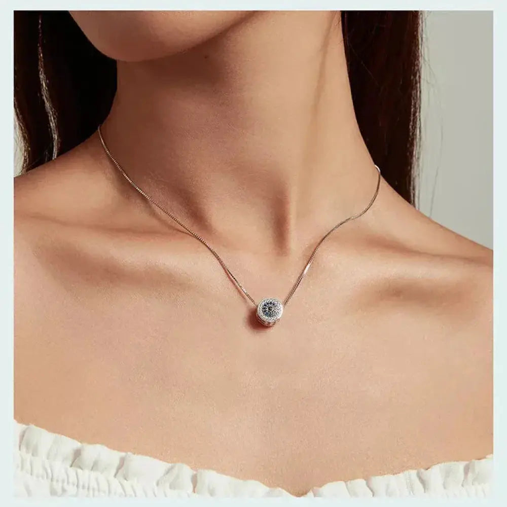 925 Sterling Silver Blue Crystal Evil Eye Necklace | Lucky Eye Neck Chain | Women'S Birthday Gift Fine Jewelry Itz Luxury