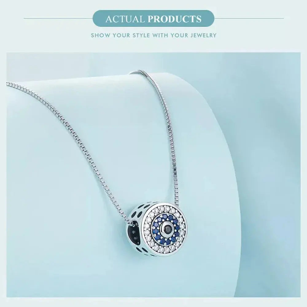 925 Sterling Silver Blue Crystal Evil Eye Necklace | Lucky Eye Neck Chain | Women'S Birthday Gift Fine Jewelry Itz Luxury