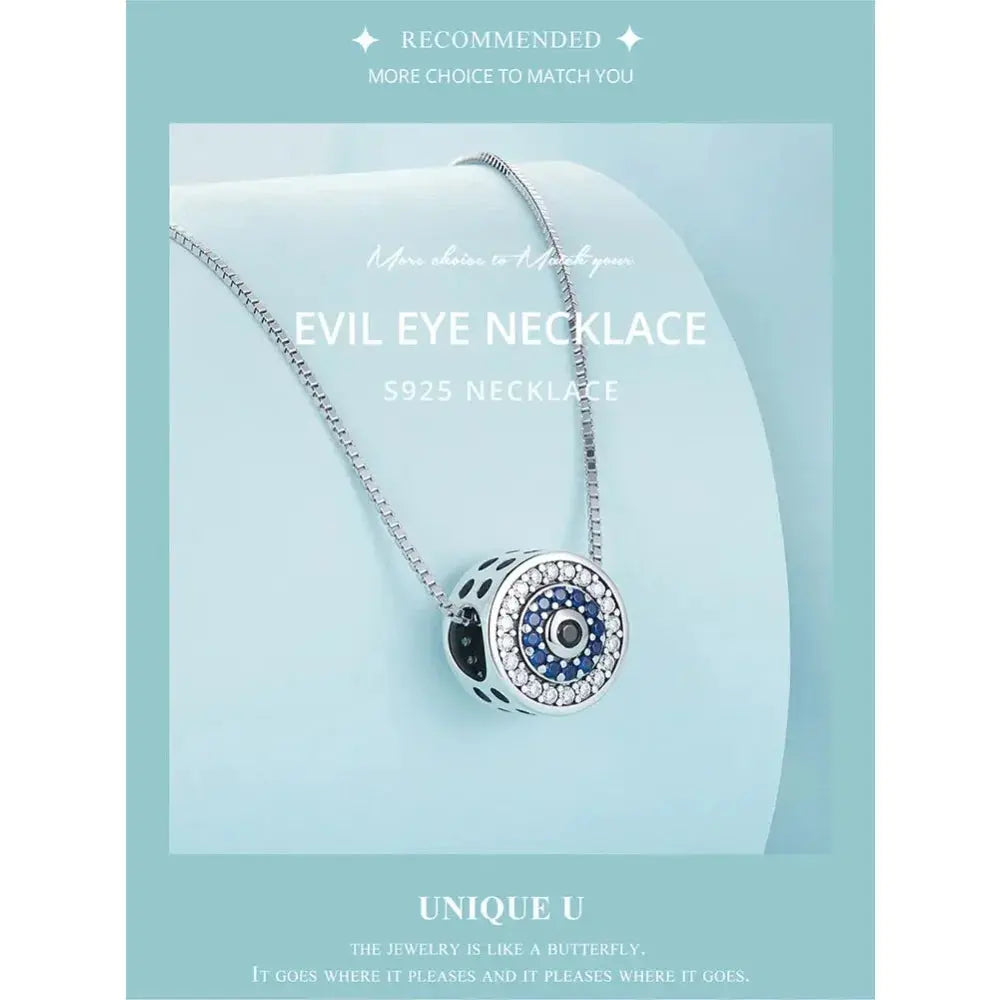 925 Sterling Silver Blue Crystal Evil Eye Necklace | Lucky Eye Neck Chain | Women'S Birthday Gift Fine Jewelry Itz Luxury