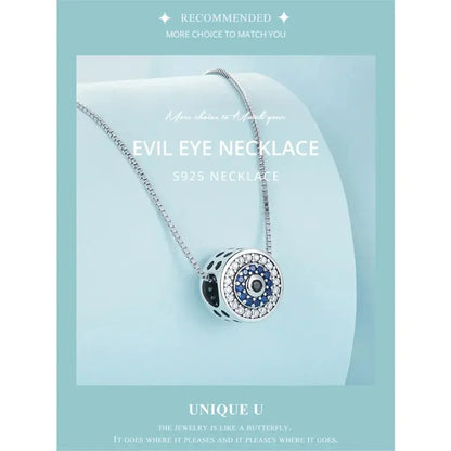 925 Sterling Silver Blue Crystal Evil Eye Necklace | Lucky Eye Neck Chain | Women'S Birthday Gift Fine Jewelry Itz Luxury