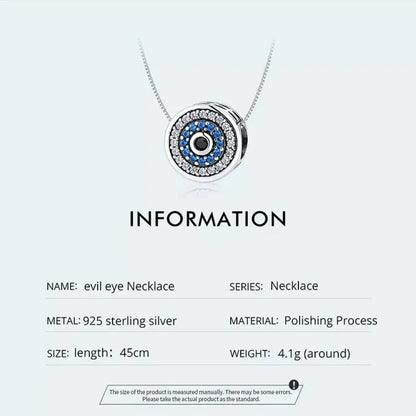 925 Sterling Silver Blue Crystal Evil Eye Necklace | Lucky Eye Neck Chain | Women'S Birthday Gift Fine Jewelry Itz Luxury