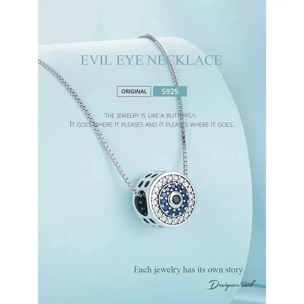 925 Sterling Silver Blue Crystal Evil Eye Necklace | Lucky Eye Neck Chain | Women'S Birthday Gift Fine Jewelry Itz Luxury