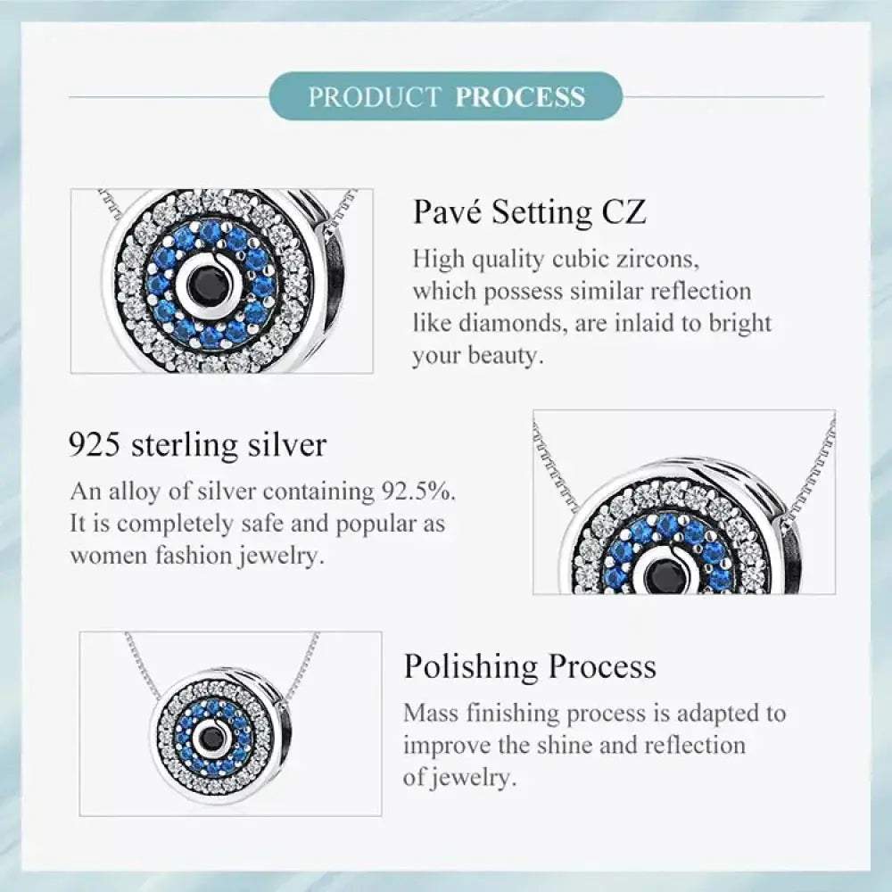 925 Sterling Silver Blue Crystal Evil Eye Necklace | Lucky Eye Neck Chain | Women'S Birthday Gift Fine Jewelry Itz Luxury