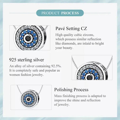 925 Sterling Silver Blue Crystal Evil Eye Necklace | Lucky Eye Neck Chain | Women'S Birthday Gift Fine Jewelry Itz Luxury