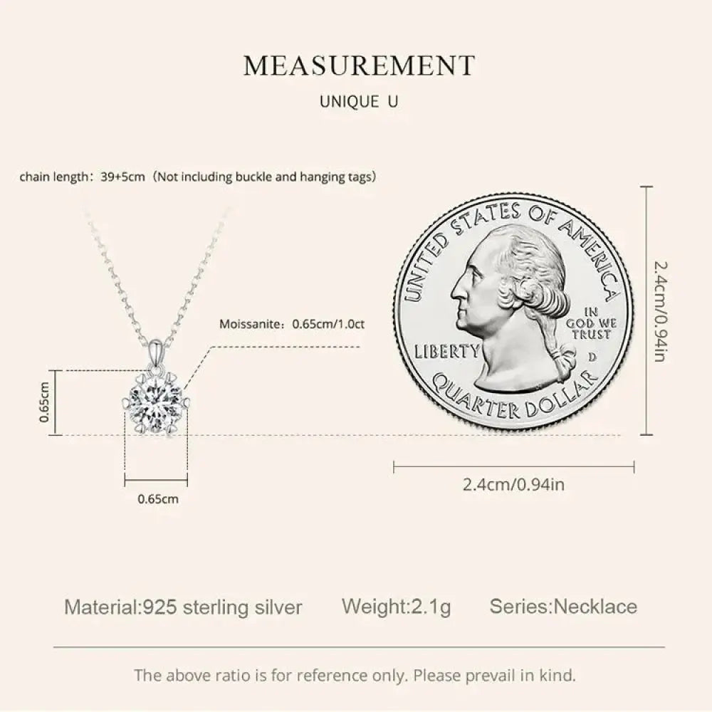 Stunning 1 Carat Moissanite Pendant Necklace | 925 Sterling Silver | Wedding & Bridal Fine Jewelry Itz Luxury