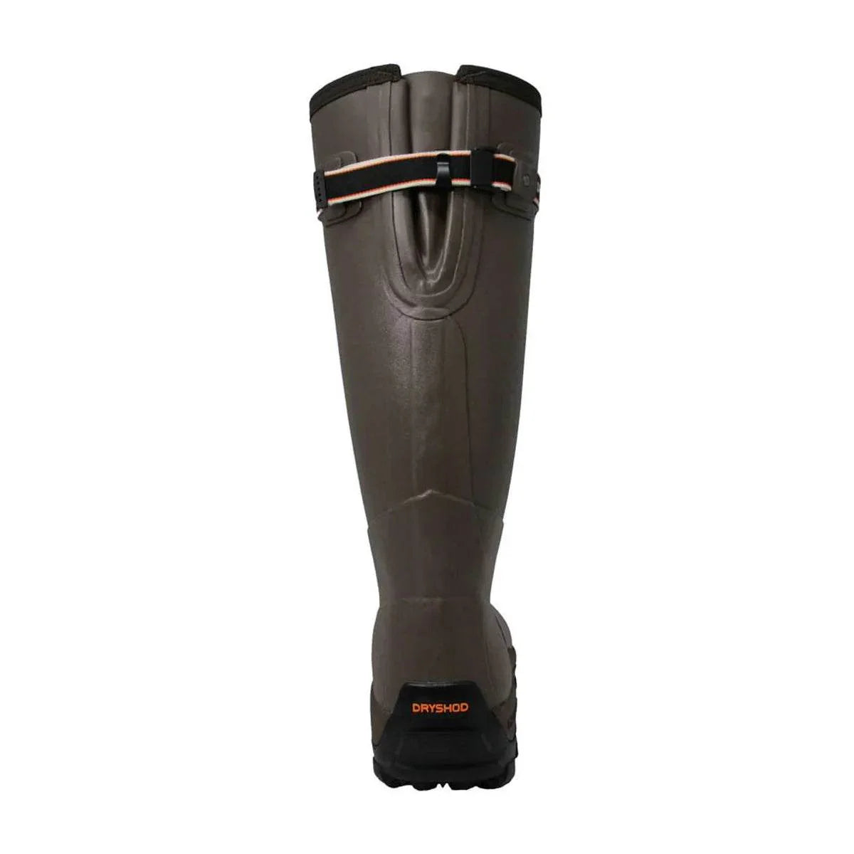 Dryshod Men's Destroyer Gusset High khaki rear view, rugged outdoor brush boots designed for maximum protection.