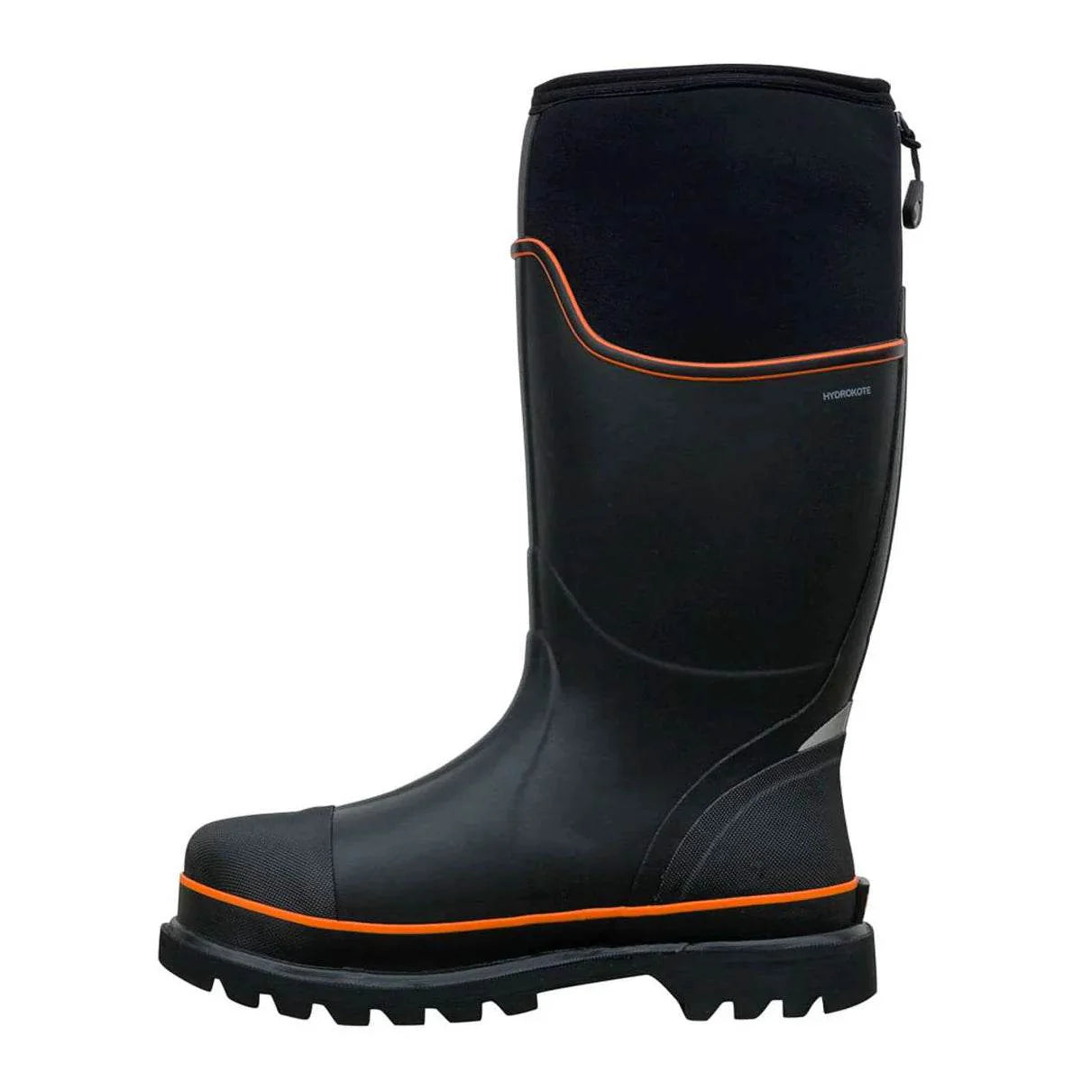 Dryshod unisex steel-toe Max CSA high black/orange steel-toe unisex work boots for safety and warmth.