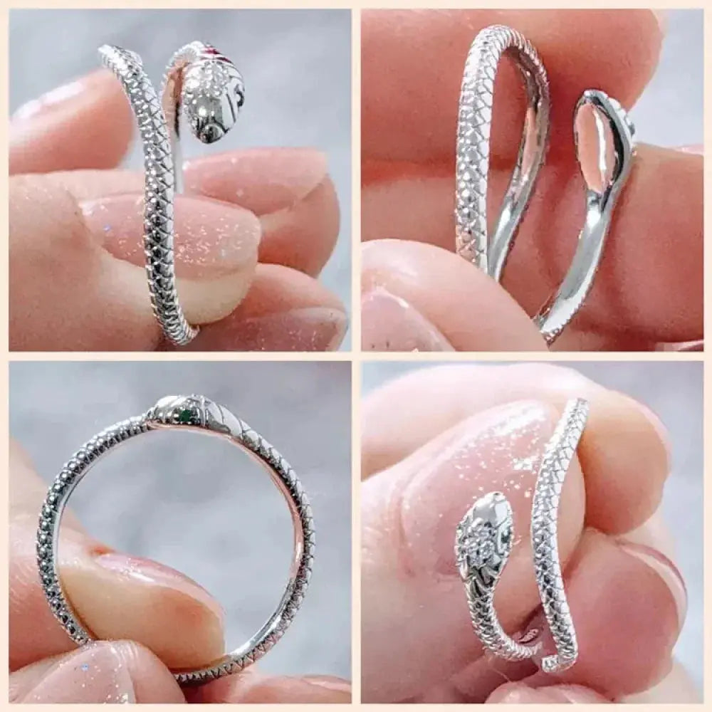 925 Sterling Silver Adjustable Snake Ring With Green Zircon - Fashion Jewelry In 4 Colors Itz Luxury