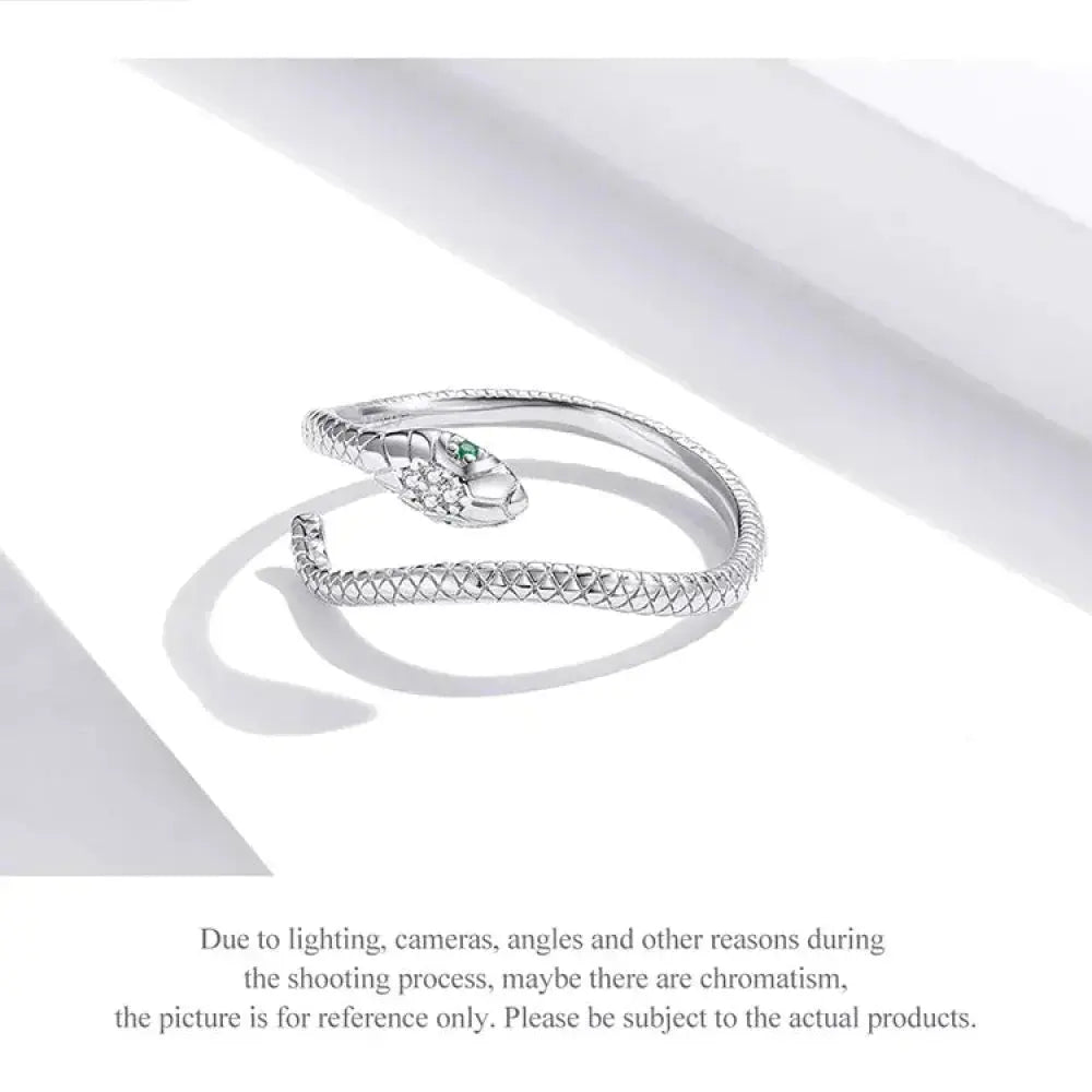 925 Sterling Silver Adjustable Snake Ring With Green Zircon - Fashion Jewelry In 4 Colors Itz Luxury