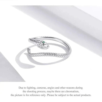 925 Sterling Silver Adjustable Snake Ring With Green Zircon - Fashion Jewelry In 4 Colors Itz Luxury