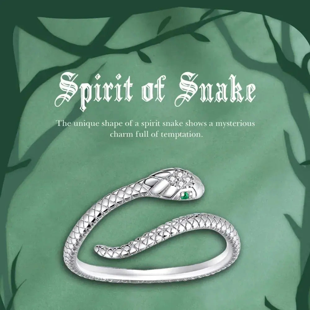 925 Sterling Silver Adjustable Snake Ring With Green Zircon - Fashion Jewelry In 4 Colors Itz Luxury