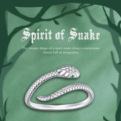 925 Sterling Silver Adjustable Snake Ring With Green Zircon - Fashion Jewelry In 4 Colors Itz Luxury