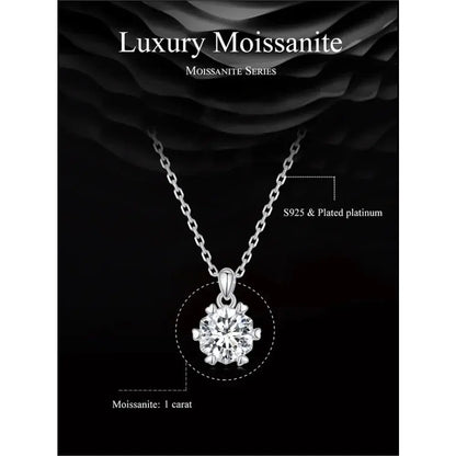 Stunning 1 Carat Moissanite Pendant Necklace | 925 Sterling Silver | Wedding & Bridal Fine Jewelry Itz Luxury