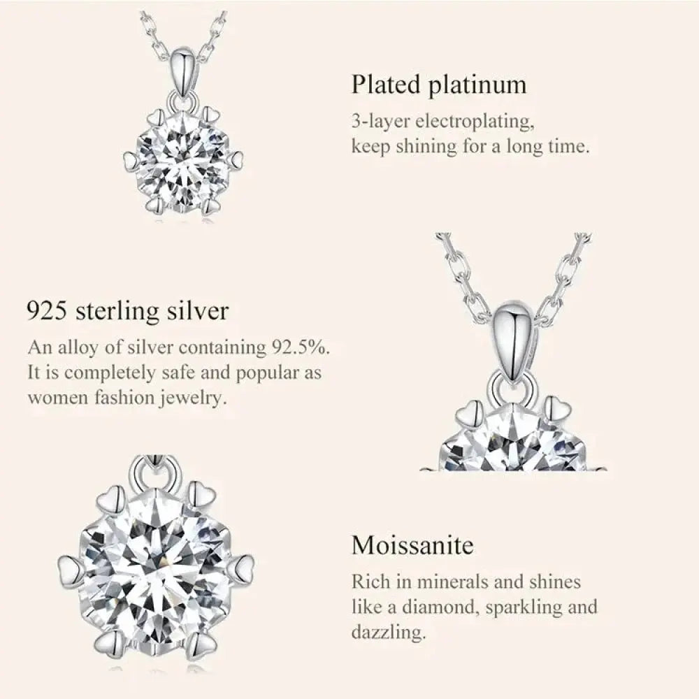 Stunning 1 Carat Moissanite Pendant Necklace | 925 Sterling Silver | Wedding & Bridal Fine Jewelry Itz Luxury
