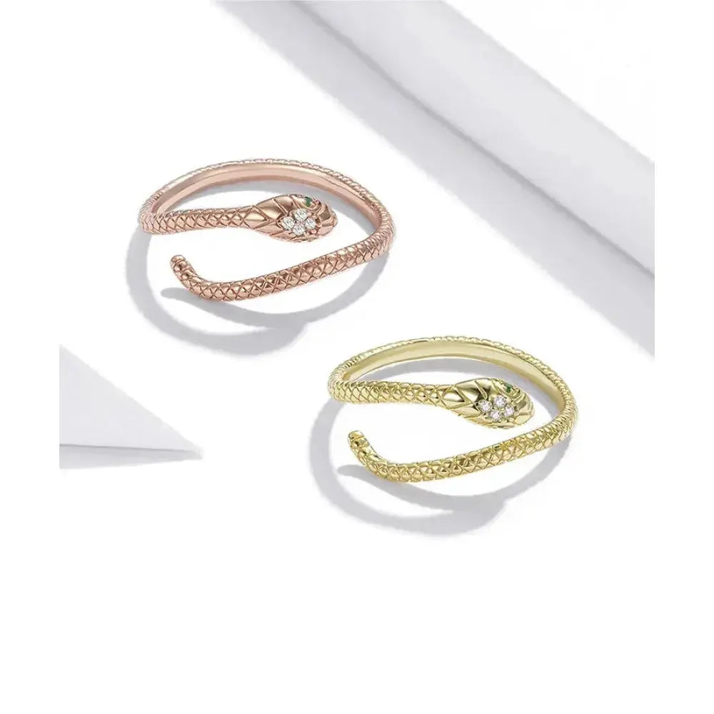 925 Sterling Silver Adjustable Snake Ring With Green Zircon - Fashion Jewelry In 4 Colors Itz Luxury