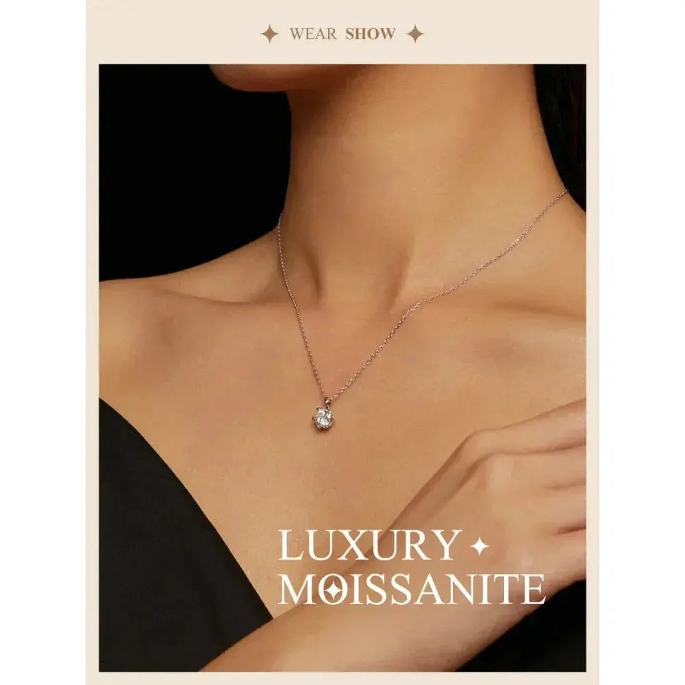 Stunning 1 Carat Moissanite Pendant Necklace | 925 Sterling Silver | Wedding & Bridal Fine Jewelry Itz Luxury