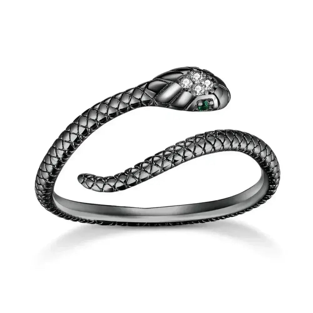925 Sterling Silver Adjustable Snake Ring With Green Zircon - Fashion Jewelry In 4 Colors Itz Luxury