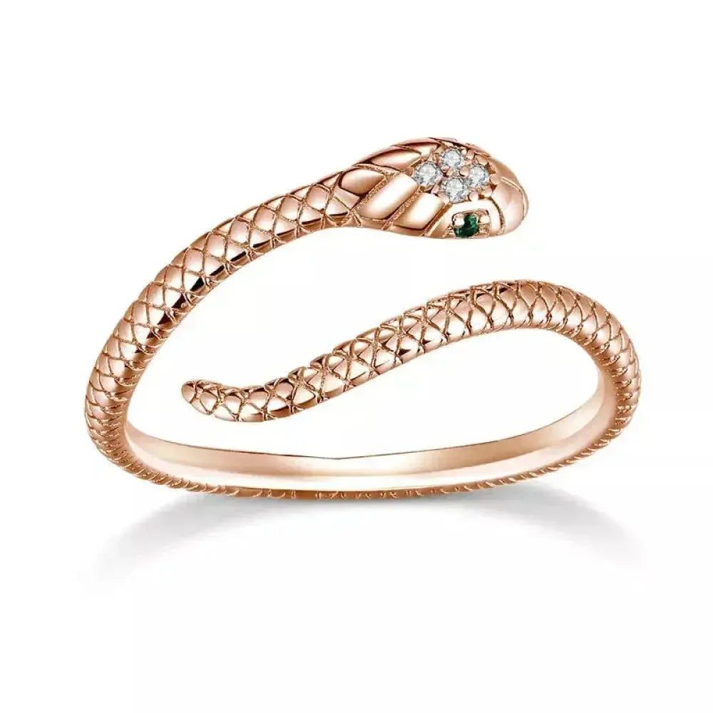 925 Sterling Silver Adjustable Snake Ring With Green Zircon - Fashion Jewelry In 4 Colors Itz Luxury