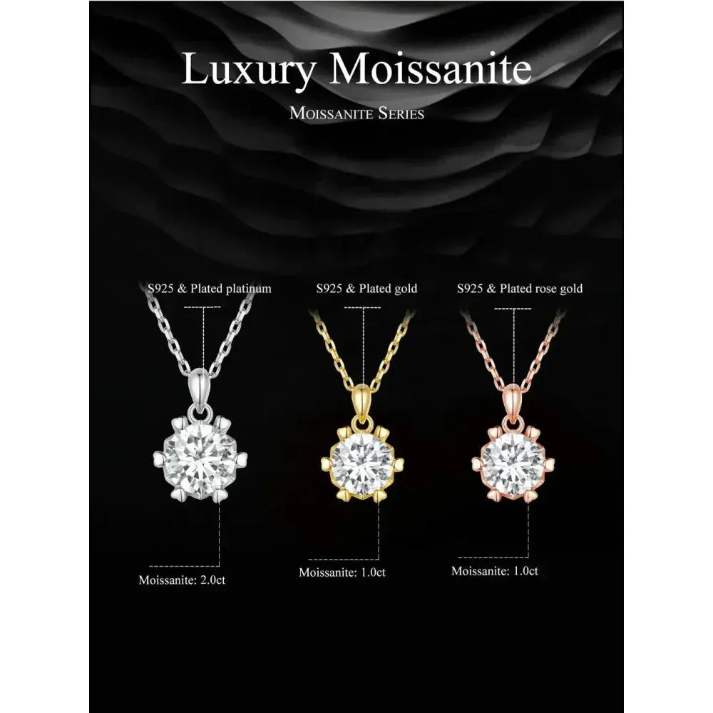 Stunning 1 Carat Moissanite Pendant Necklace | 925 Sterling Silver | Wedding & Bridal Fine Jewelry Itz Luxury