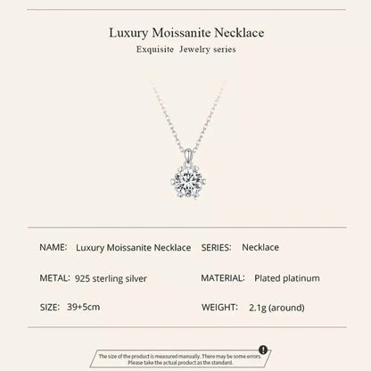 Stunning 1 Carat Moissanite Pendant Necklace | 925 Sterling Silver | Wedding & Bridal Fine Jewelry Itz Luxury