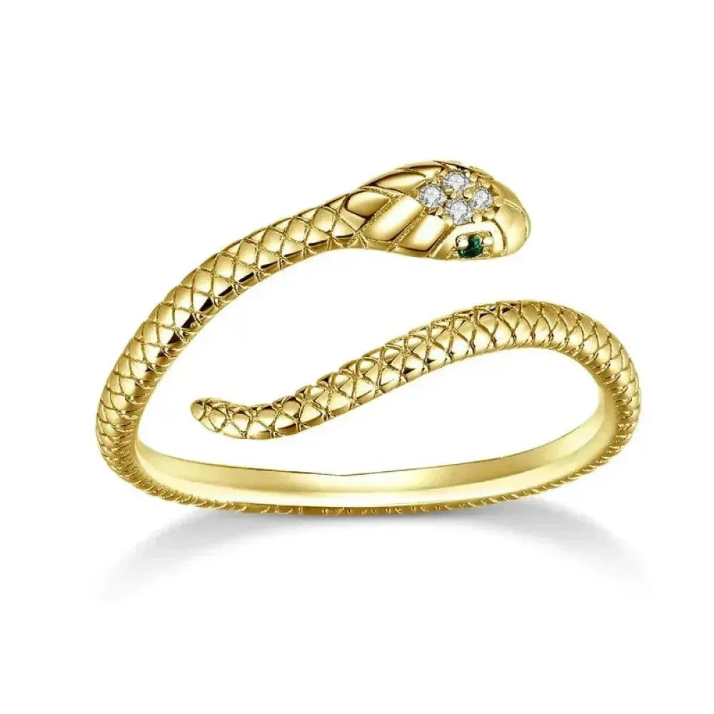 925 Sterling Silver Adjustable Snake Ring With Green Zircon - Fashion Jewelry In 4 Colors Itz Luxury
