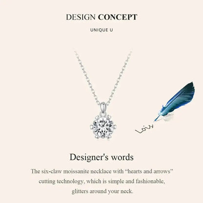 Stunning 1 Carat Moissanite Pendant Necklace | 925 Sterling Silver | Wedding & Bridal Fine Jewelry Itz Luxury