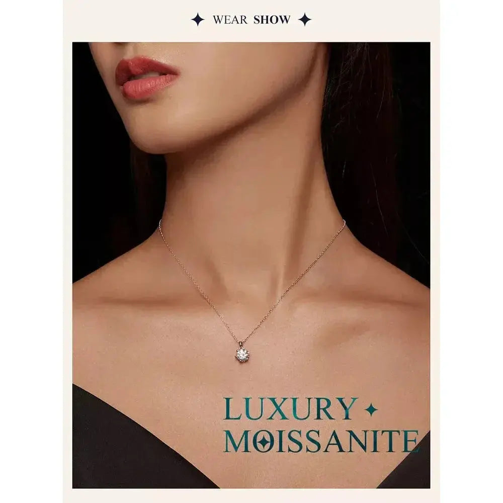Stunning 1 Carat Moissanite Pendant Necklace | 925 Sterling Silver | Wedding & Bridal Fine Jewelry Itz Luxury