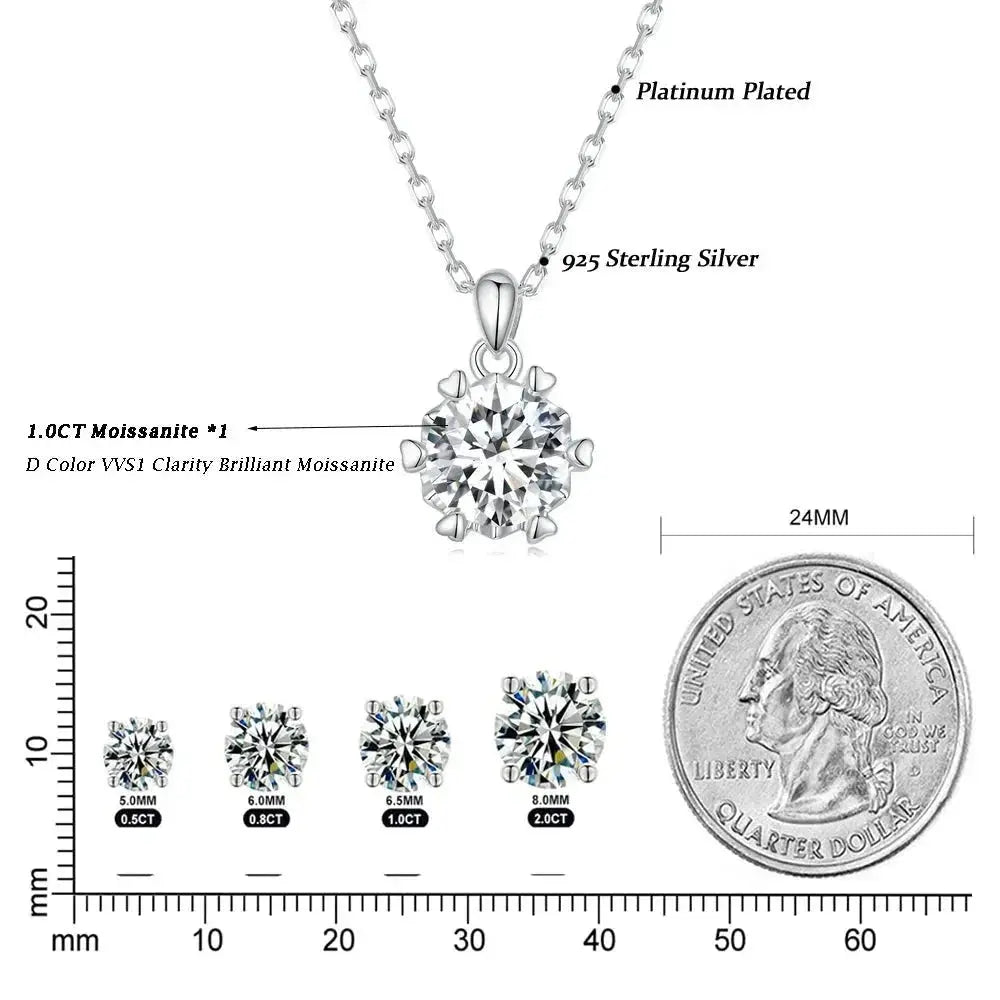 Stunning 1 Carat Moissanite Pendant Necklace | 925 Sterling Silver | Wedding & Bridal Fine Jewelry Itz Luxury