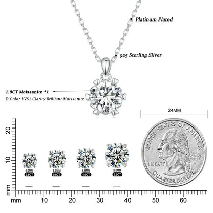 Stunning 1 Carat Moissanite Pendant Necklace | 925 Sterling Silver | Wedding & Bridal Fine Jewelry Itz Luxury