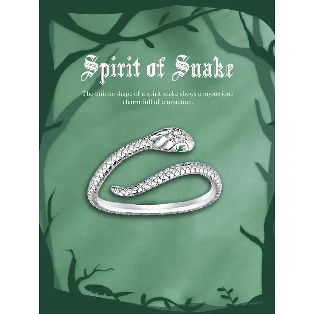 925 Sterling Silver Adjustable Snake Ring With Green Zircon - Fashion Jewelry In 4 Colors Itz Luxury