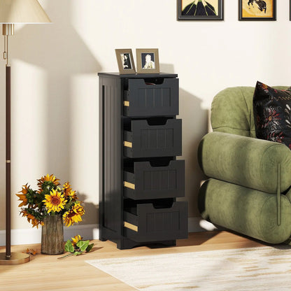 Free-Standing Side Storage Organizer with 4 Drawers-Black Direct by Wilsons Home Store