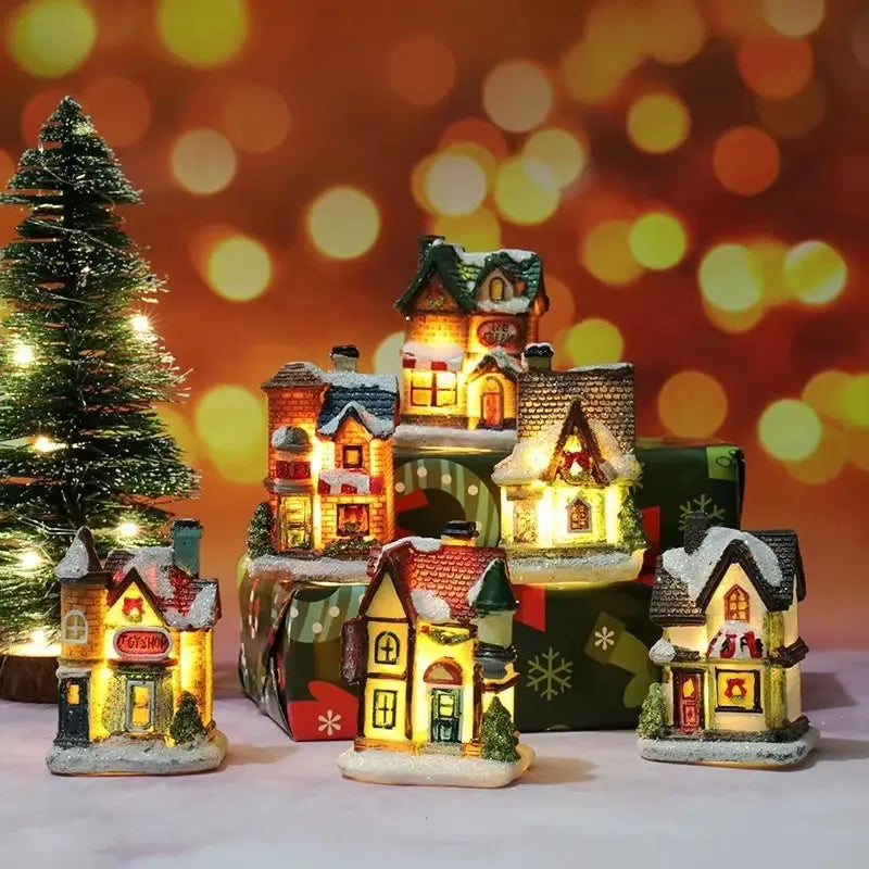 Christmas New Christmas Decorations Resin Small House Micro Landscape Resin House Small Ornaments Christmas Gifts