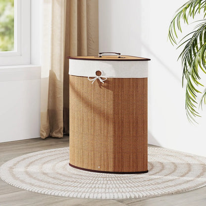 Corner Bamboo Hamper Laundry Basket with Lid and Removable Liner-Black Direct by Wilsons Home Store