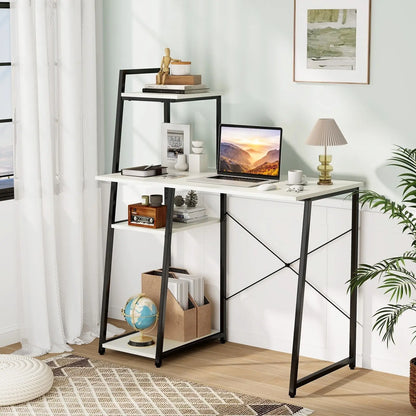 Computer Desk with Shelves and 3-Tier Storage Bookshelf-Brown Direct by Wilsons Home Store