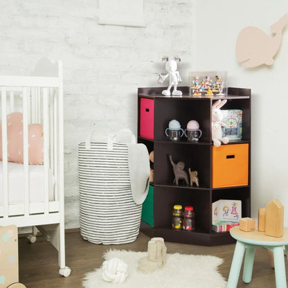 3-Tier Kids Storage Shelf Corner Cabinet with 3 Baskets-Brown Direct by Wilsons Home Store